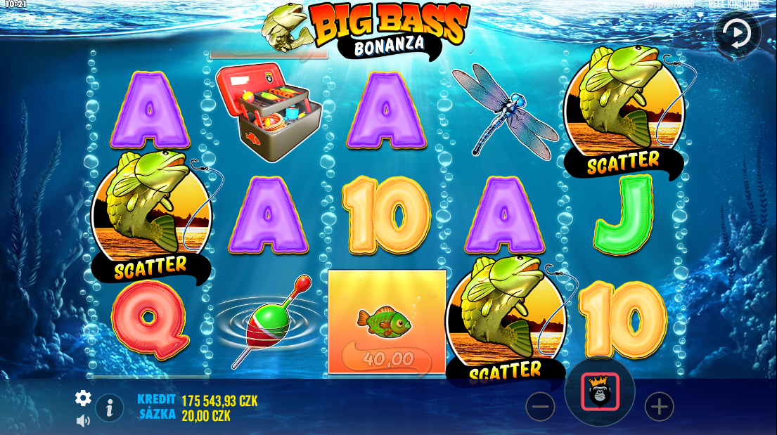 Bigger Bass Bonanza — игровое поле с рыболовными символами